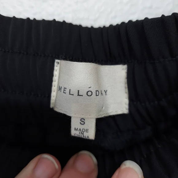 Flowy Black Tie Waist, Wide Leg Dress Pant - Picture 4 of 5